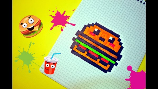 Рисование по клеточкам в тетради бургер