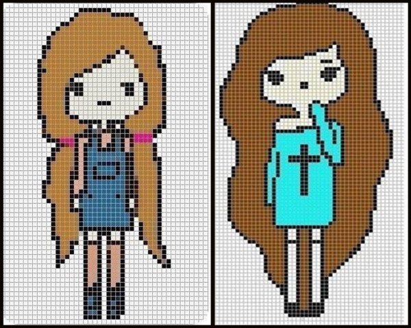 Клеточные рисунки для девочек