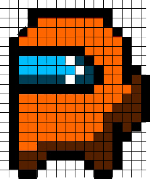 Among us по клеточкам в тетради