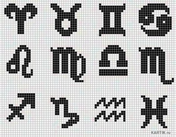 Рисование по клеточкам знаки зодиака