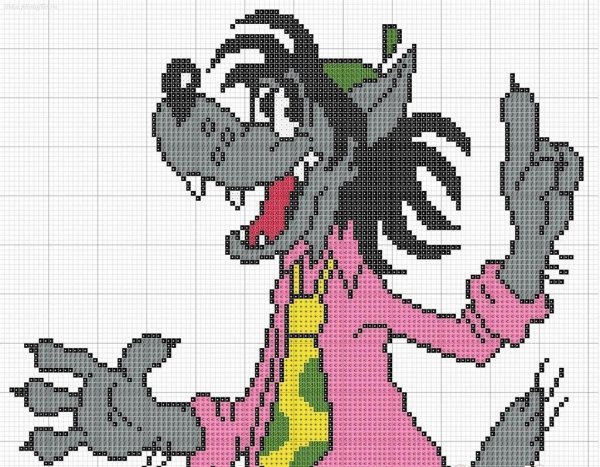 Вышивка крестом волк ну погоди