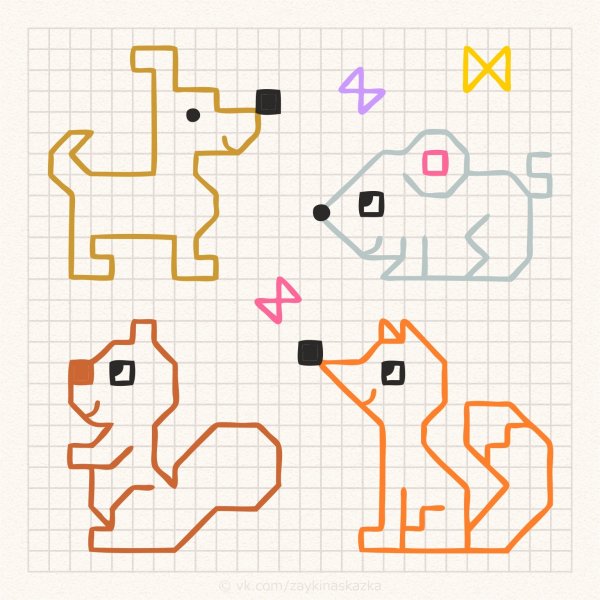 Развивающие рисунки по клеточкам