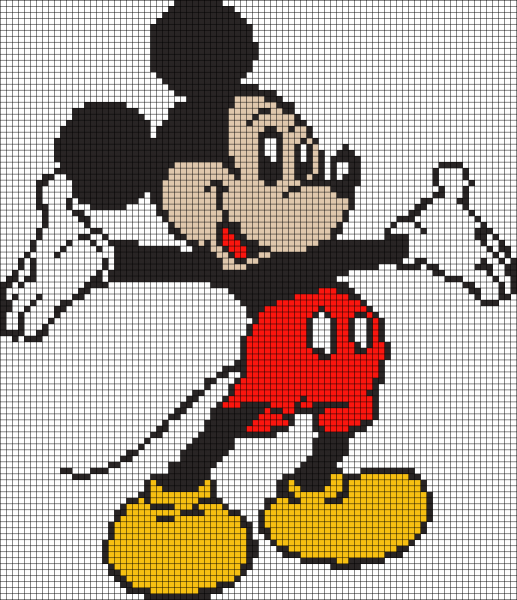 Рисование по клеткам Микки Маус