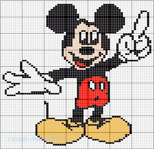 Вышивка Микки Мауса крестиком схемы