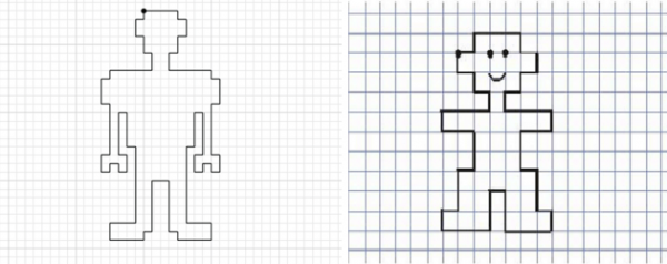 Персонажи по клеточкам в тетради