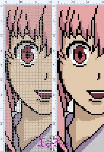 Рисование по клеточкам аниме Симпатичные