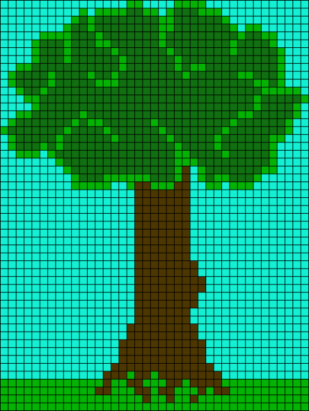 Рисование по клеточкам дерево