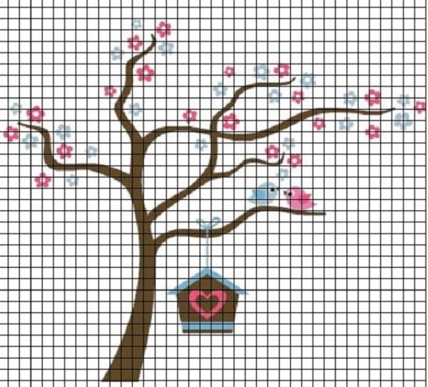 Рисунки по клеточкам дерево лёгкие