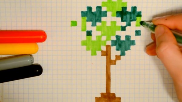 Рисование по клеткам дерево