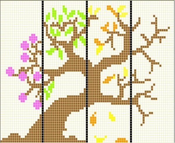 Рисование по клеточкам дерево