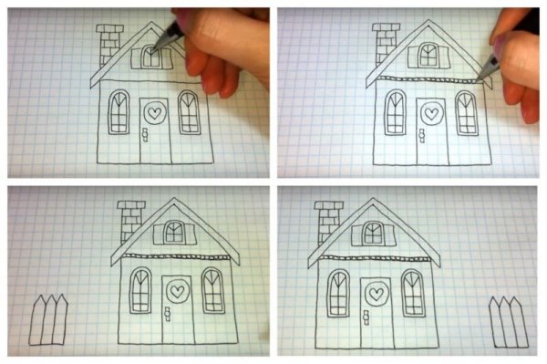 Рисование по клеточкам домик