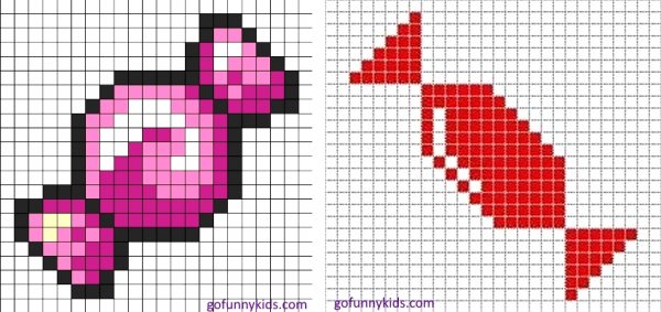 Рисунки по клеточкам конфеты