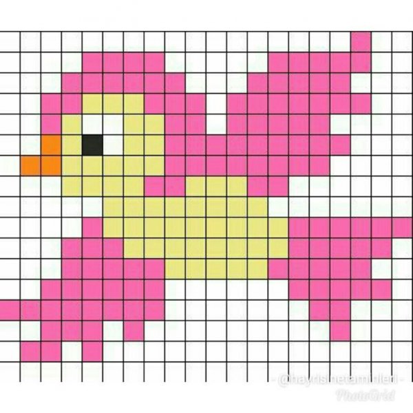 Птичка рисование по клеткам