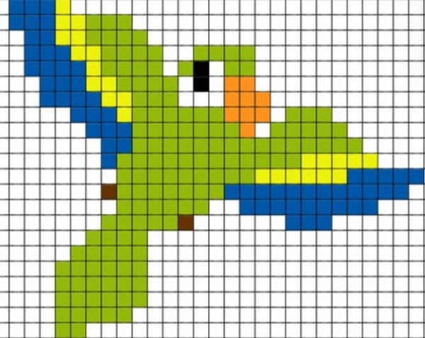 Попугай по клеточкам