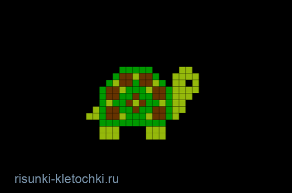 Маленькую черепашку по клеточкам