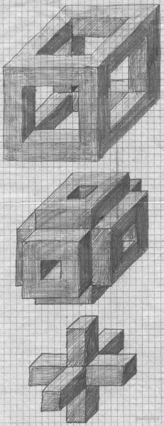 Иллюзии в тетради в клетку
