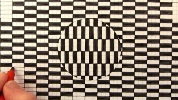 Иллюзии в тетради в клетку