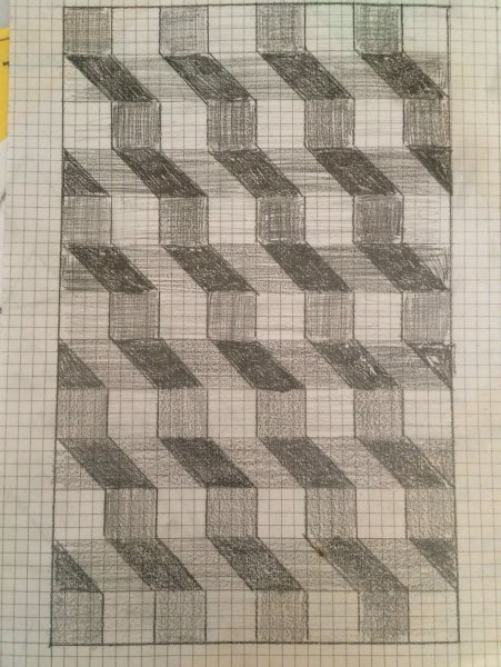 Иллюзии в тетради в клетку