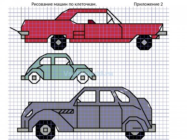 Машина по клеточкам в тетради