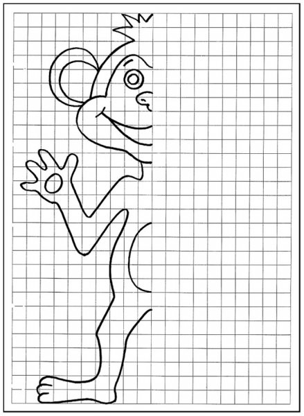 Дорисуй по клеточкам для детей