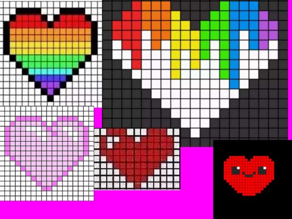Рисование по клеточкам в тетради сердце