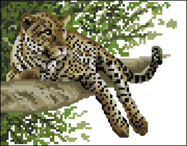 Вышивка крестом леопард на ветке