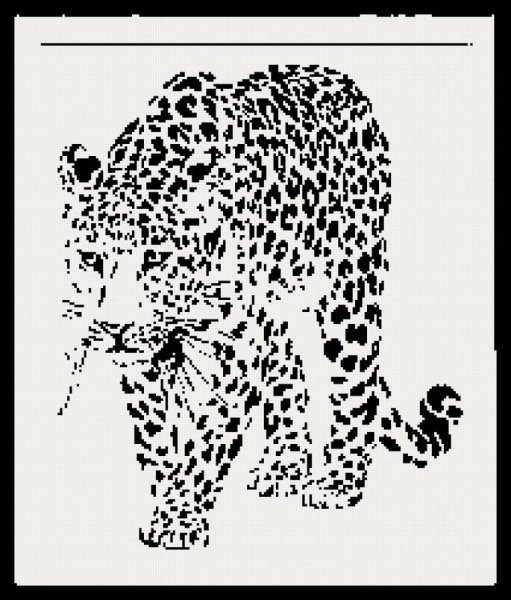 Леопард черно белый вышивка