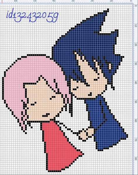 Наруто по клеточкам Чиби