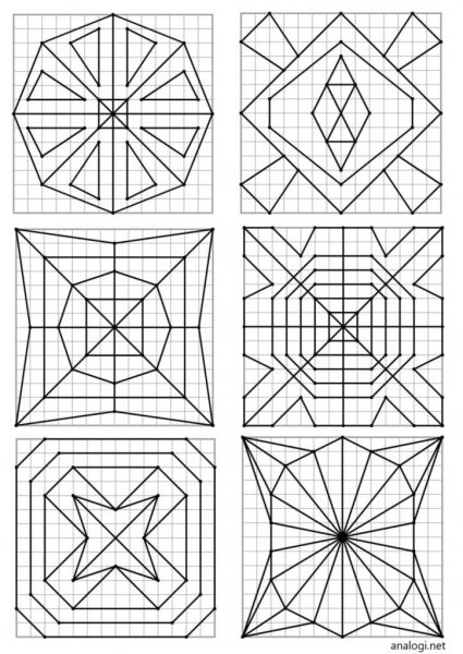 Геометрические узоры по клеточкам 3д