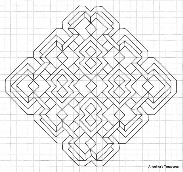 Узоры по клеточкам в тетради сложные