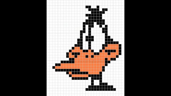 Вышивка по вязаному полотну схемы Даффи дак