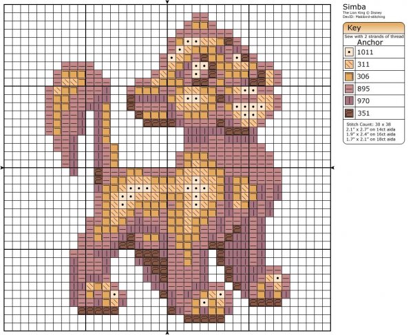 Вышивка крестиком Лев схема