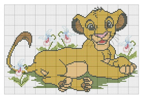 Симба вышивка крестиком