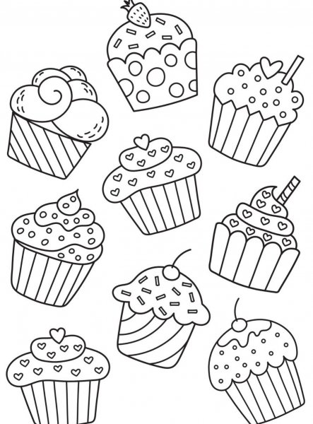 Пирожное раскраска для детей