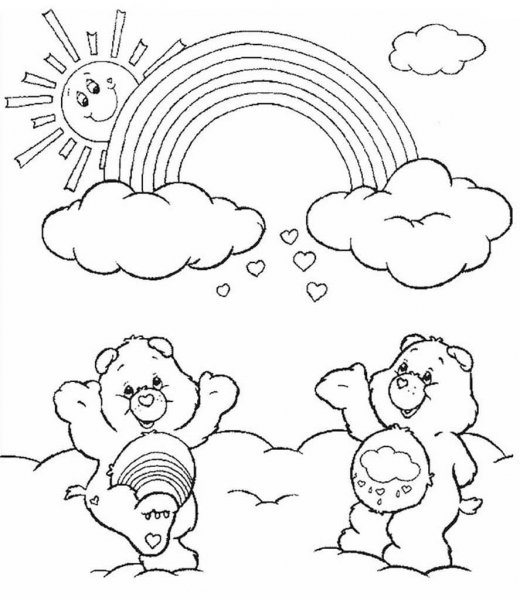 Раскраска Радуга и солнышко