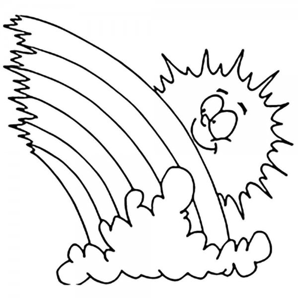 Раскраска Радуга и солнце