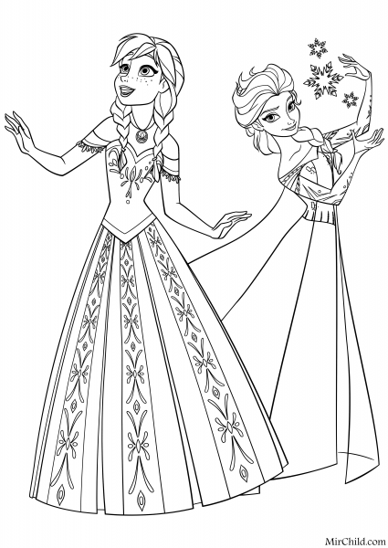 Раскраска Эльза и Анна