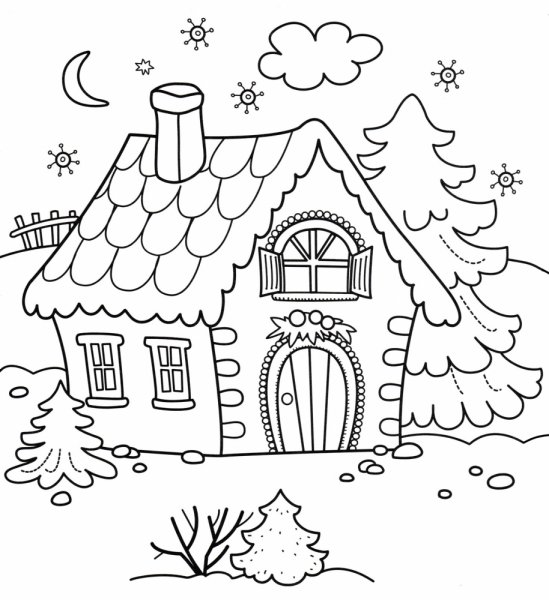 Домик раскраска для детей