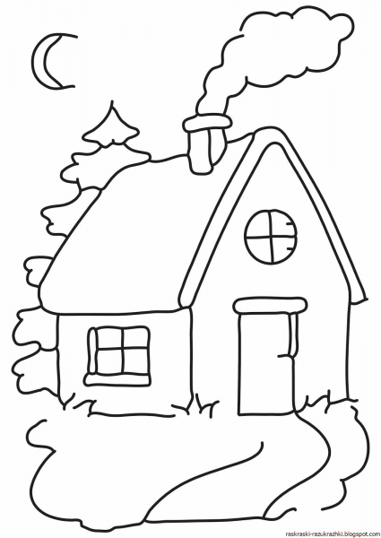 Дом раскраска для малышей