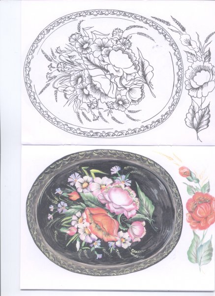 Роспись Жостово поднос рисунок