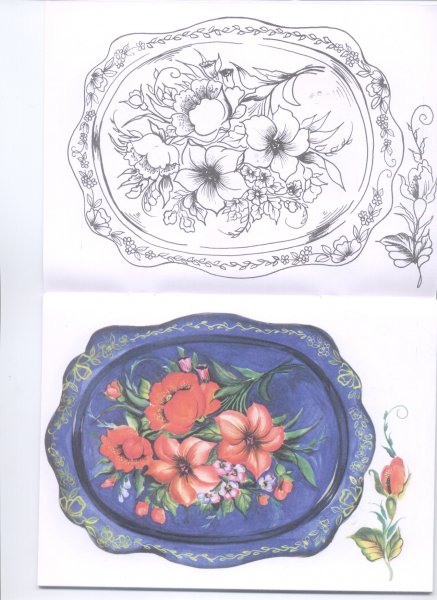 Роспись Жостово поднос рисунок