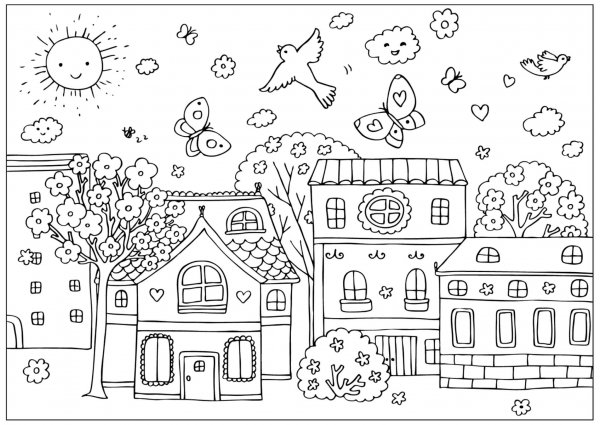 Сказочный город раскраска