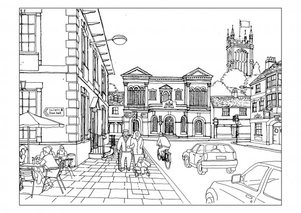 Городской пейзаж раскраска