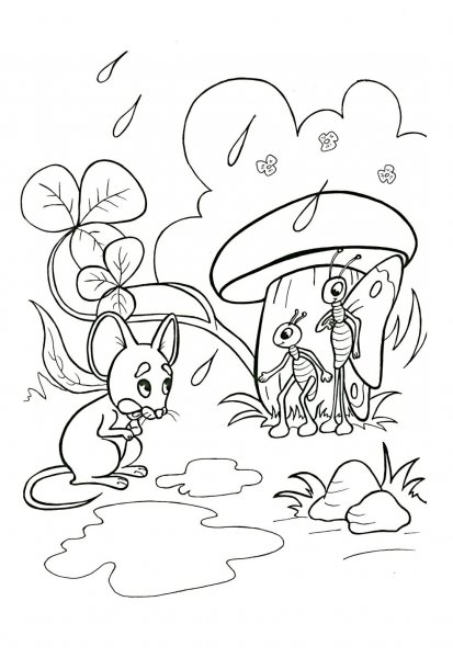 Раскраска Сутеев грибок-Теремок