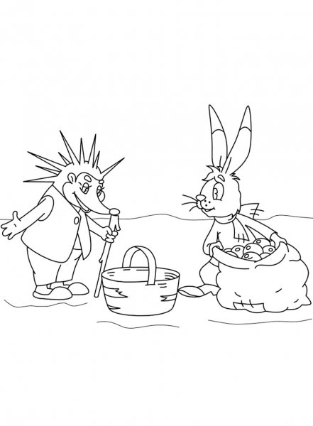 Раскраски с героями сказок Сутеева мешок яблок