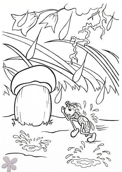 Раскраска по сказке Сутеева под грибом