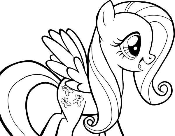 Милая пони раскраска Флаттершай