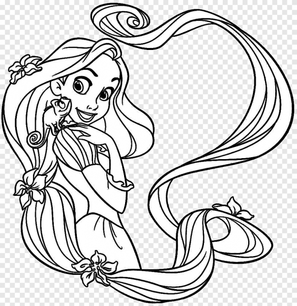 Раскраски печать принцессы Рапунцель