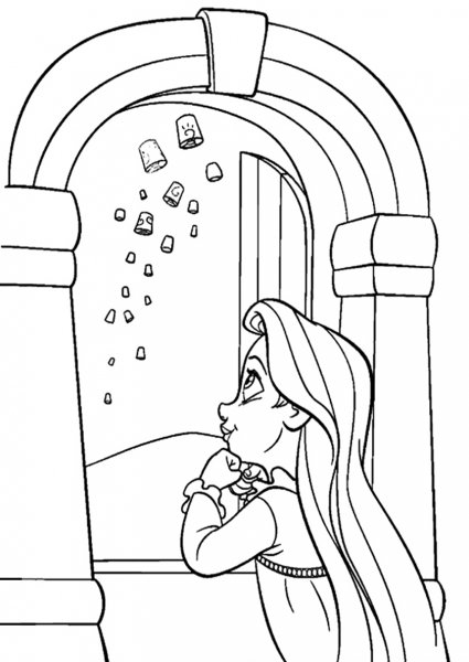 Раскраски для девочек принцессы Диснея Рапунцель