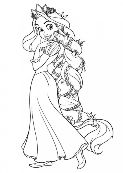 Раскраски для девочек Рапунцель Дисней